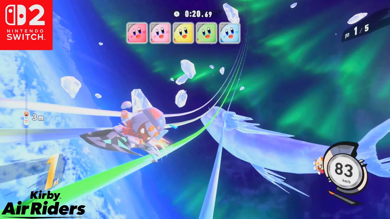 Kirby Air Riders | Air Ride Race Frozen Hillside 5 Laps (Lv.9) - Taranza & jet Star [4K SW2]