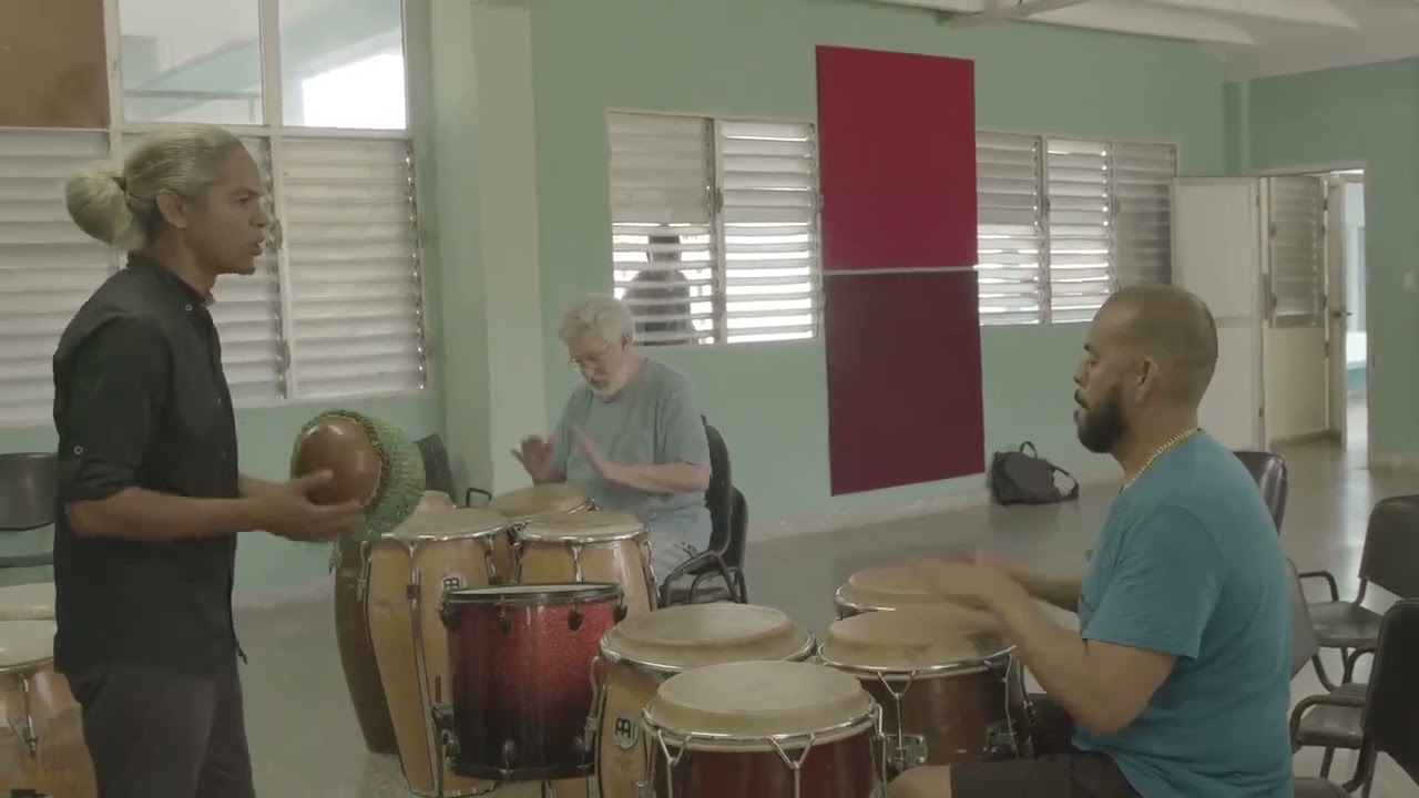 Javier Navarrette studying percussion w Adel Gonzales at La ENA Cuba 2022 PlazaCuba Scholarship
