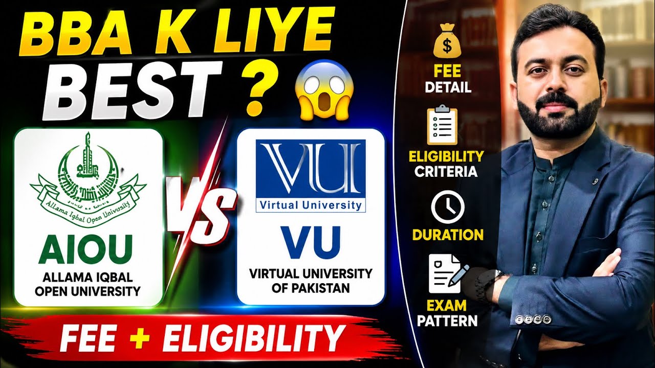 BBA from AIOU vs Virtual University 2026 | Fee, Eligibility, Duration & Exam Pattern