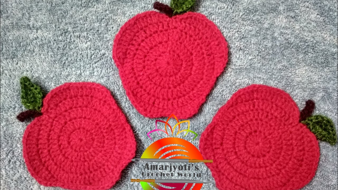How to Crochet easy and beginners friendly Apple Tea Coaster