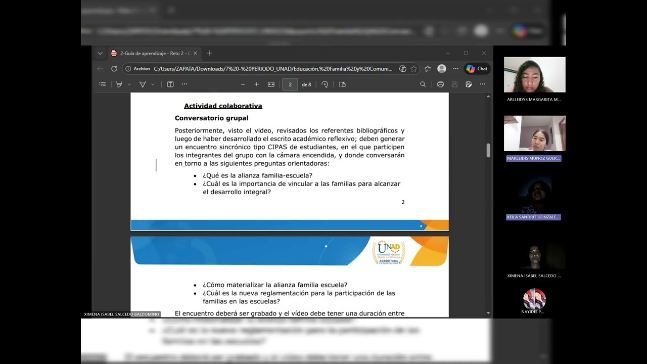 Conversatorio Grupal/Cipas de Estudiantes_Educación, Familia y Comunidad 