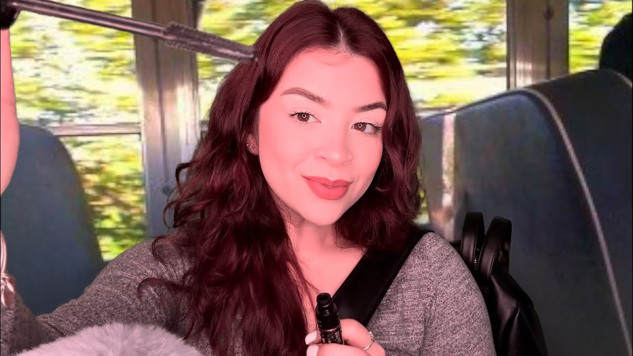 ASMR doing your makeup on the bus before school * fast & aggressive*