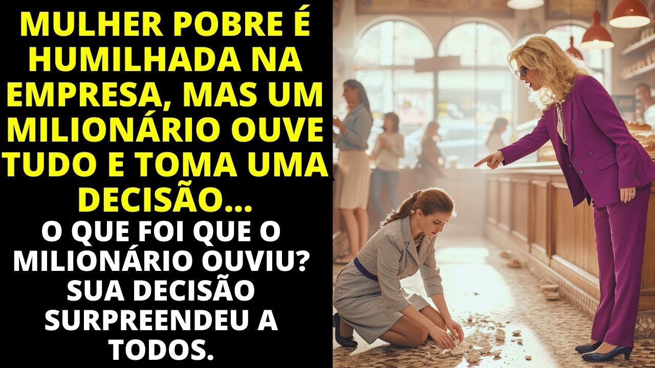 MULHER POBRE É HUMILHADA NA EMPRESA, MAS UM MILIONÁRIO OUVE TUDO E TOMA UMA DECISÃO....