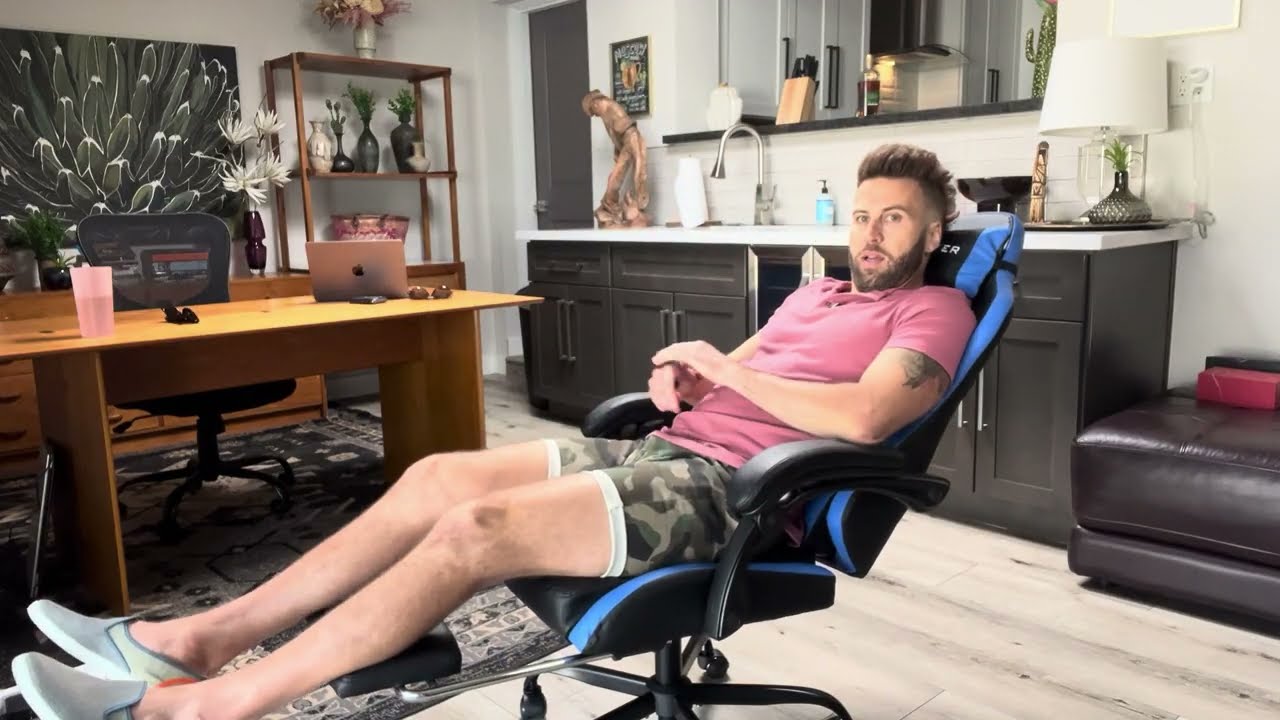 GTPLAYER Gaming Chair with Footrest, Computer Gaming Chair for Adults and Kids, Height Adjustable