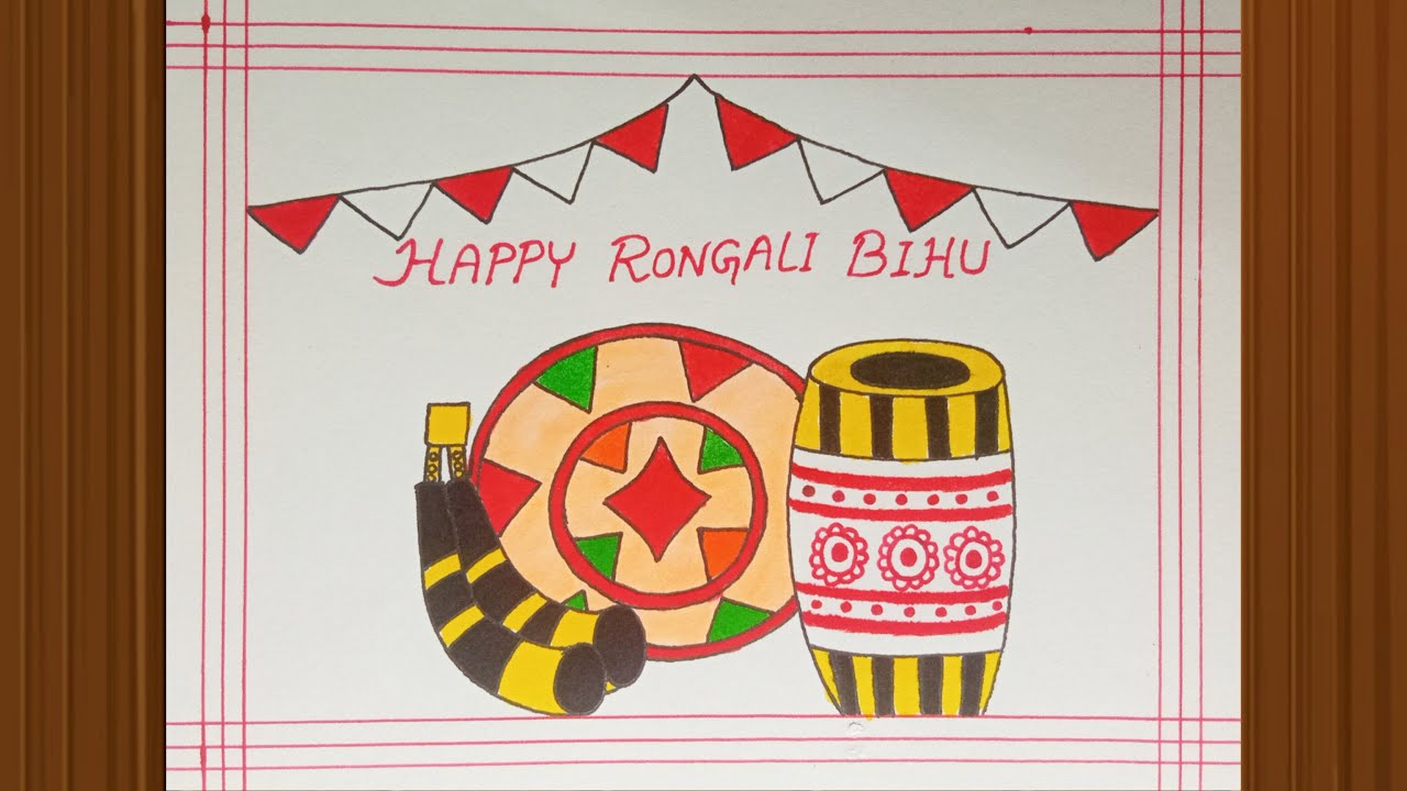 Bihu Festival Drawing / Rongali Bihu Festival Drawing / Assamese Festival Poster Drawing