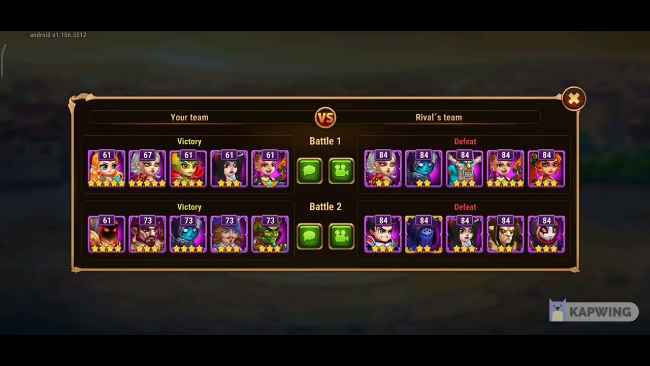 [Hero Wars] Grand Areana - Team lvl 72 vs. 3 people's lvl 85 teams