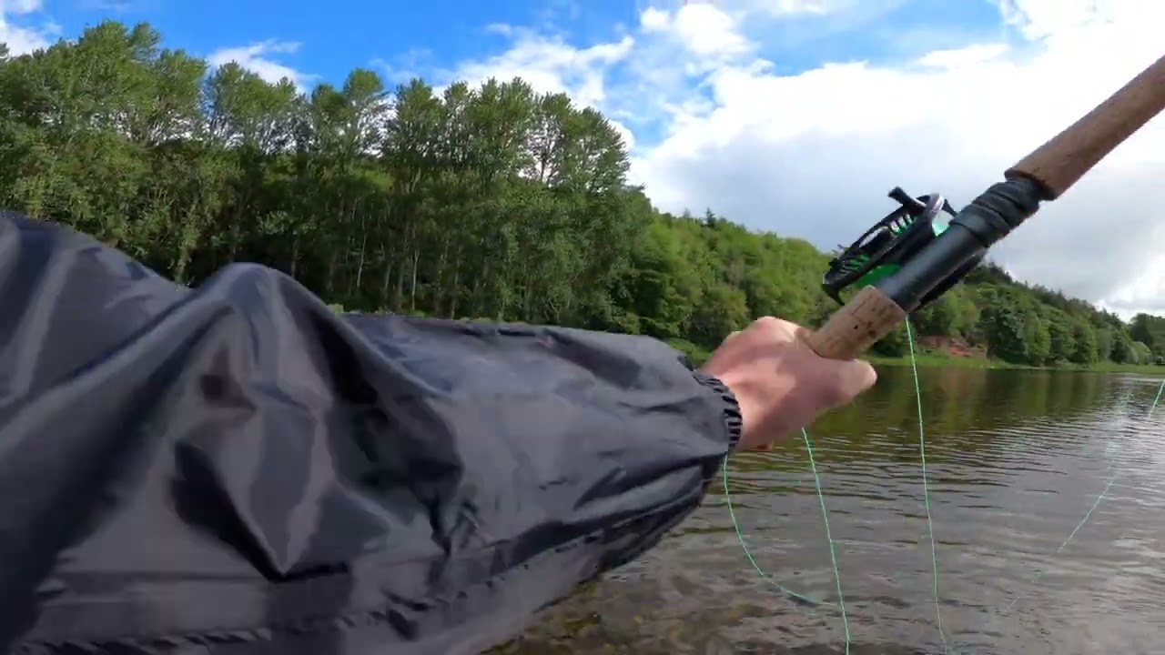 Salmon fishing at Rutherford on the River Tweed, Scotland, May 2022