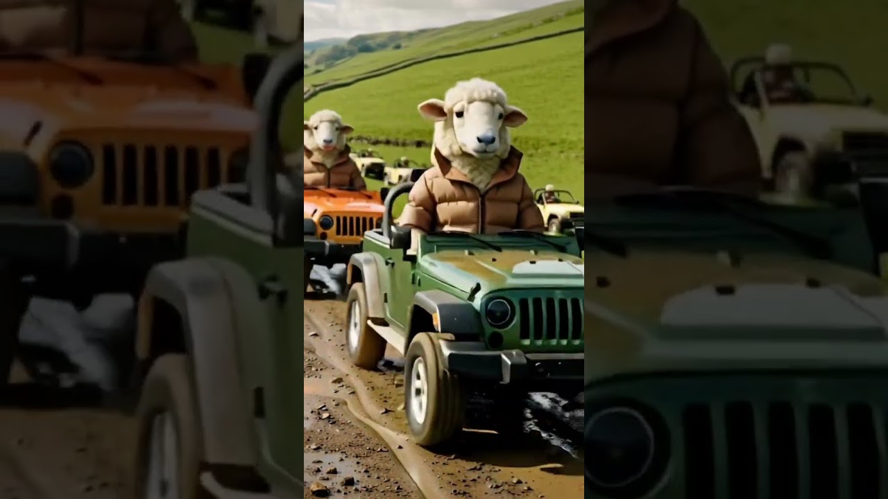 Sheep on the jeep 