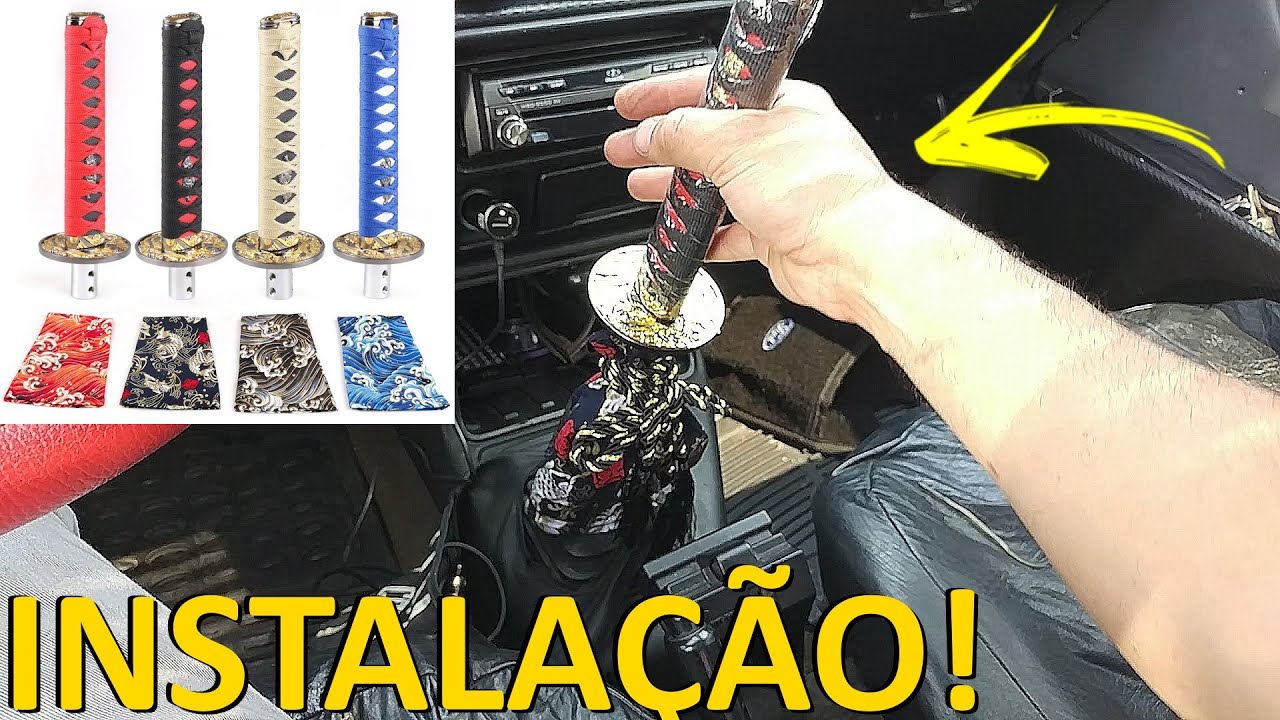 UNBOXING Kit Manopla Espada Katana Samurai JDM Como Instalar no Câmbio d Carro shift knob ALIEXPRESS
