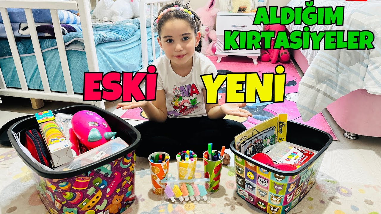 ALDIĞIMIZ B&Uuml;T&Uuml;N KIRTASİYEYİ D&Ouml;KT&Uuml;K !! ESKİ YENİ BİR S&Uuml;R&Uuml; BOYA KALEMLERİ VAR !!