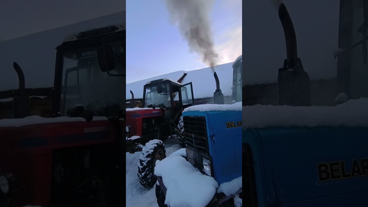 Зима -21❄️ Заводим трактора #зима #трактор