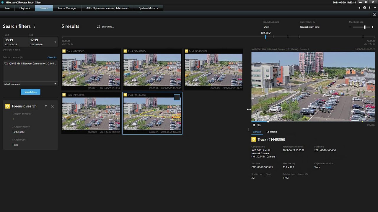 AXIS Optimizer forensic search: Using object classification from AXIS Object Analytics