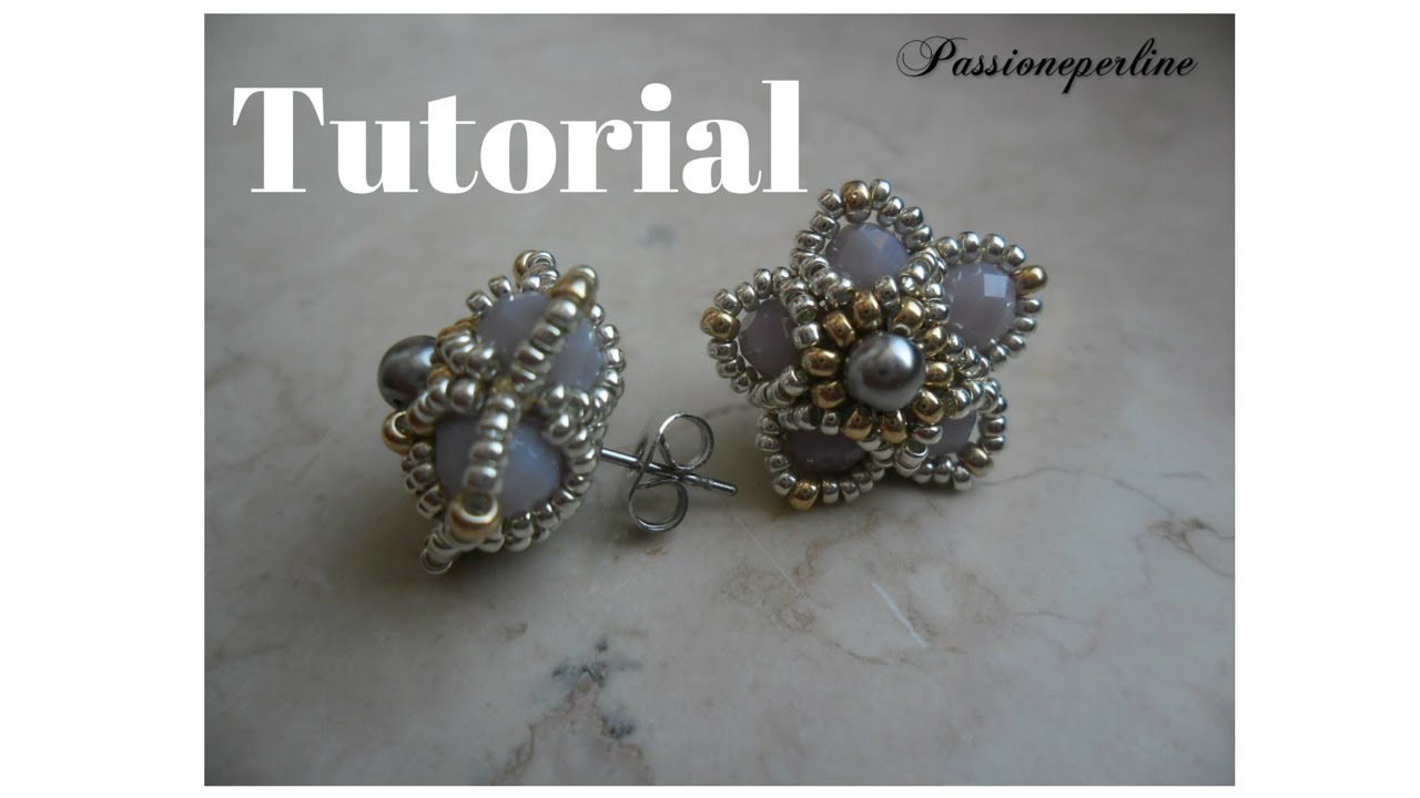 Tutorial orecchino a perno con cristalli e rocailles