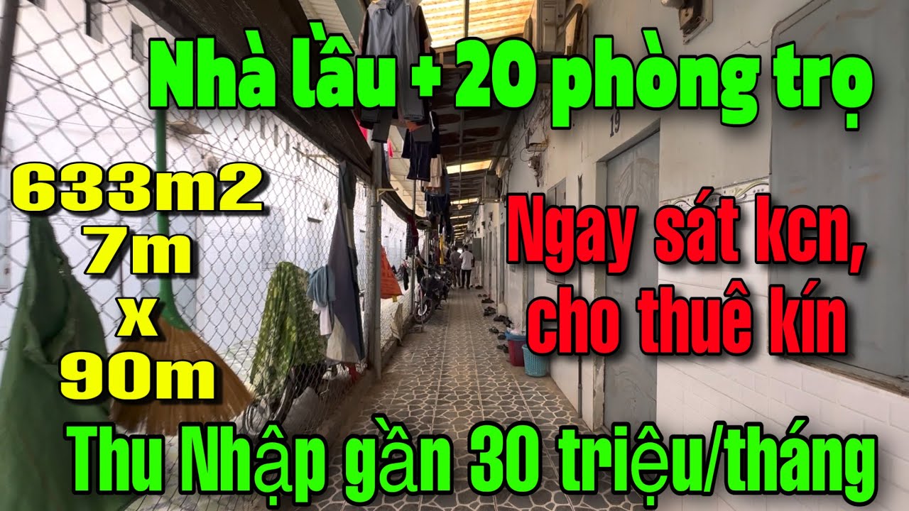 🔴 BÁN NHÀ LẦU VÀ 20 PHÒNG TRỌ, (7m x 90m) Sát Kcn, Trường Học, Ủy ban! Trung tâm Thương Mại.