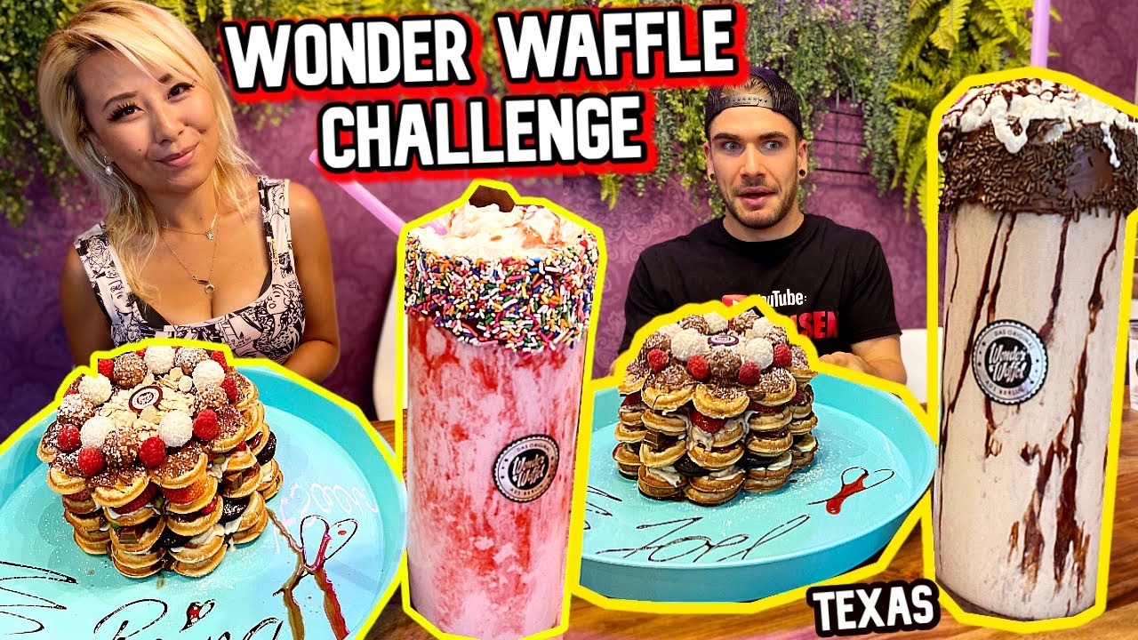 INSANE WONDER WAFFLE CHALLENGE IN TEXAS!!! #RainaisCrazy | ManvsFood | Eating Challenge