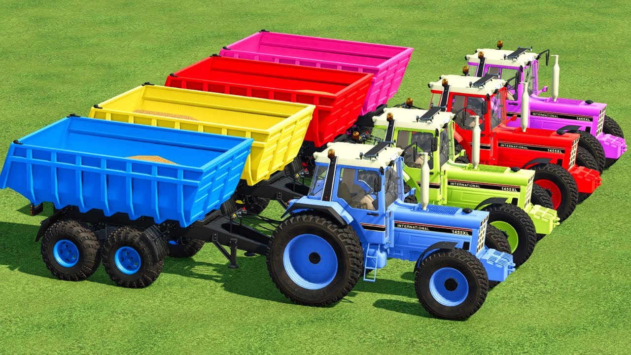Work With colors! Tractor & CAT BACKHOE LOADERS- Truck Of Colors | Farming Simulator 22
