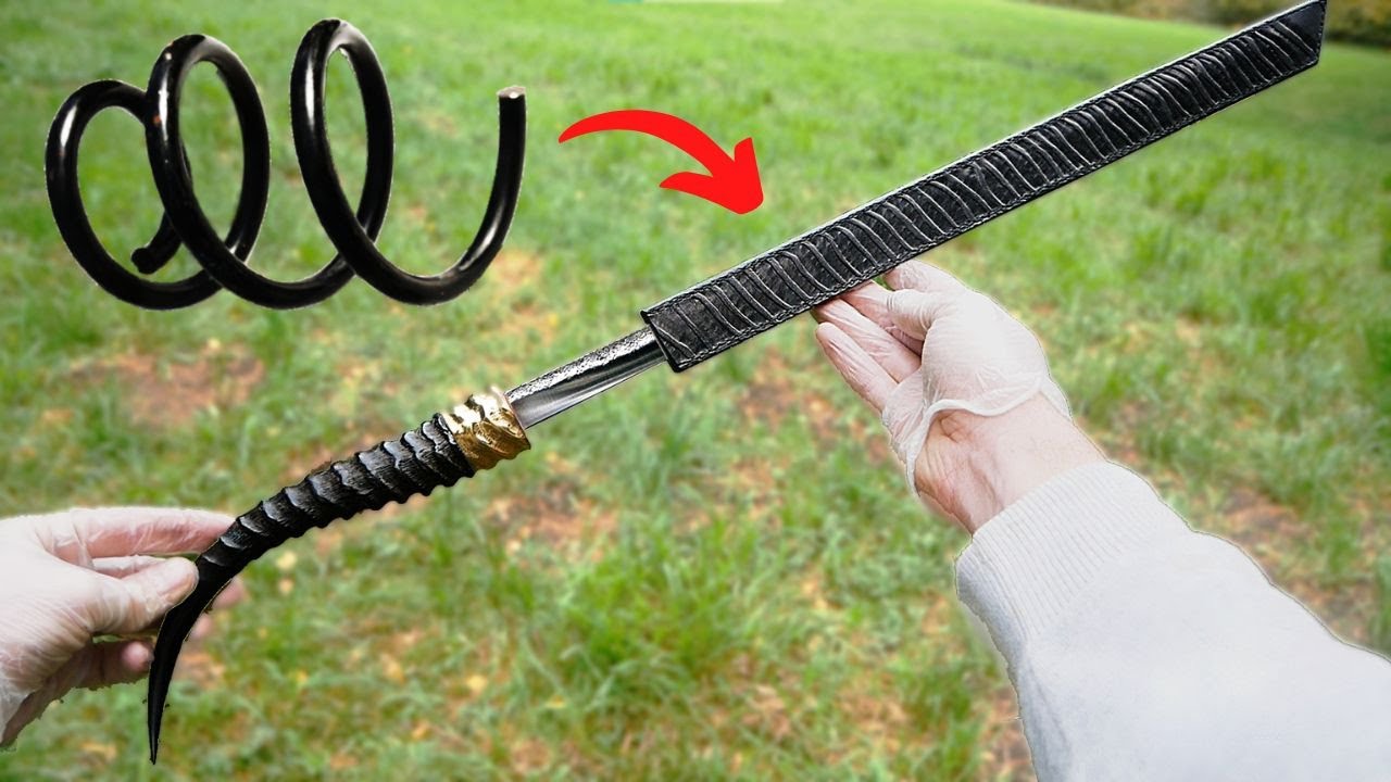 Knife Making - Unusual Katana from a Coil Spring