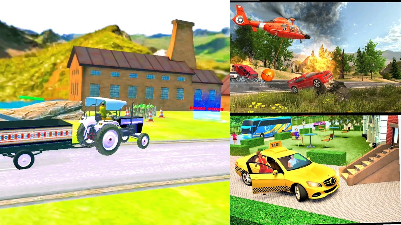 Indian Tractor Simulator 3D-Taxi Games-Helicopter Rescue Simulator