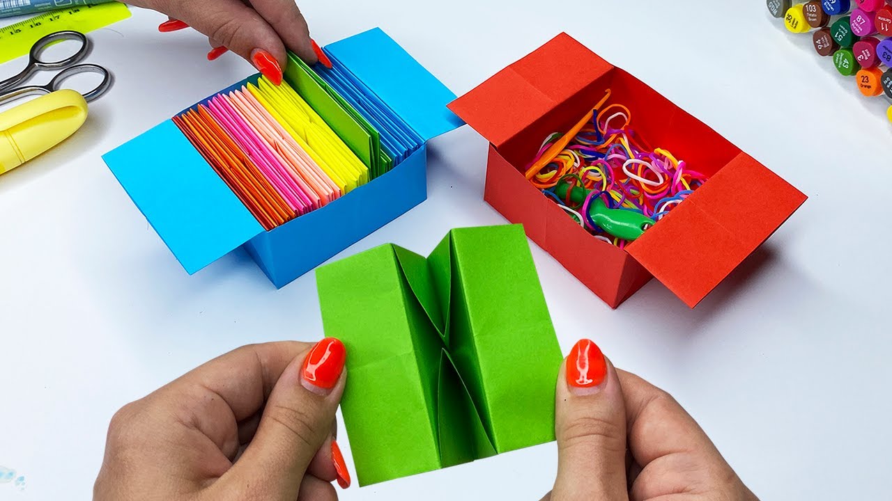 Оригами КОРОБОЧКА трансформер для мелочей БЕЗ КЛЕЯ ! Origami BOX transformer for small things
