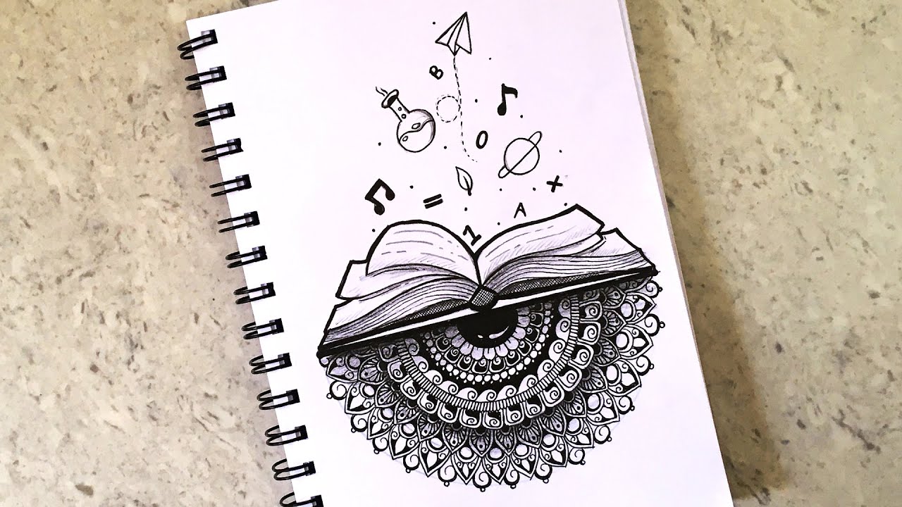 'Back to School' Theme Mandala Art | Learning book Mandala Drawing