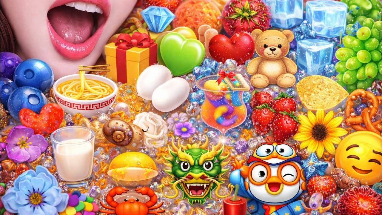 ASMR Rainbow Candy & Cute Food Party 🌈🍓 Pink Lips Eating Satisfying Sounds