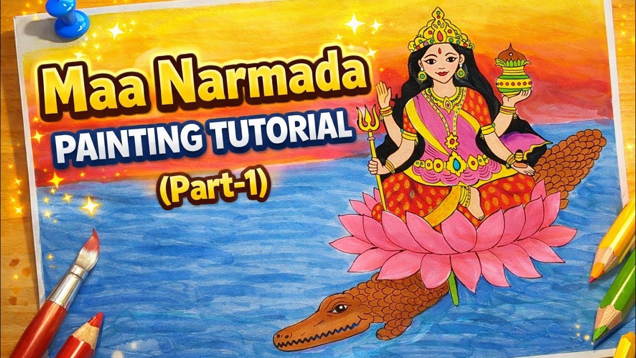 Maa narmada painting tutorial Part-1 ✨🎨 step by step painting tutorial 🖌️