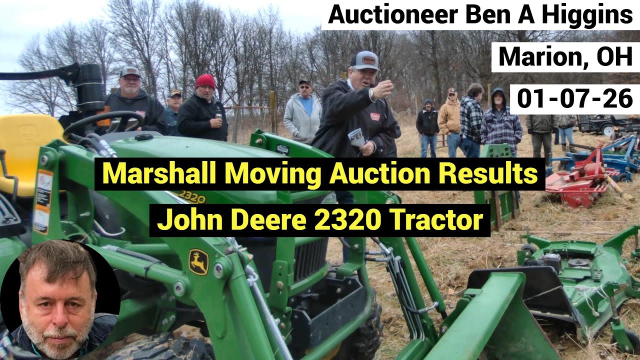 Результаты аукциона - Аукционист Бен А. Хиггинс продает трактор John Deere 2320 - 01.07.26