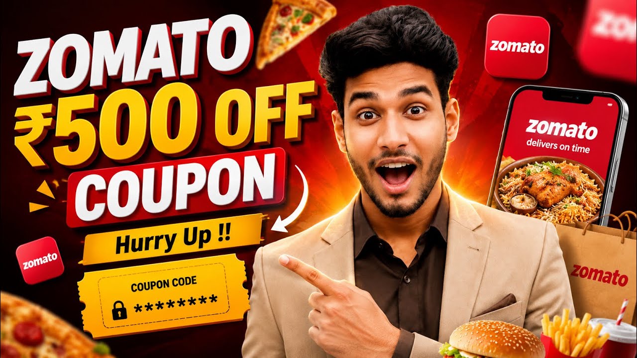 🍕 Zomato Coupon Code Today 🎉 Get ₹500 OFF + FREE Delivery 💸 Latest Working Zomato Offers