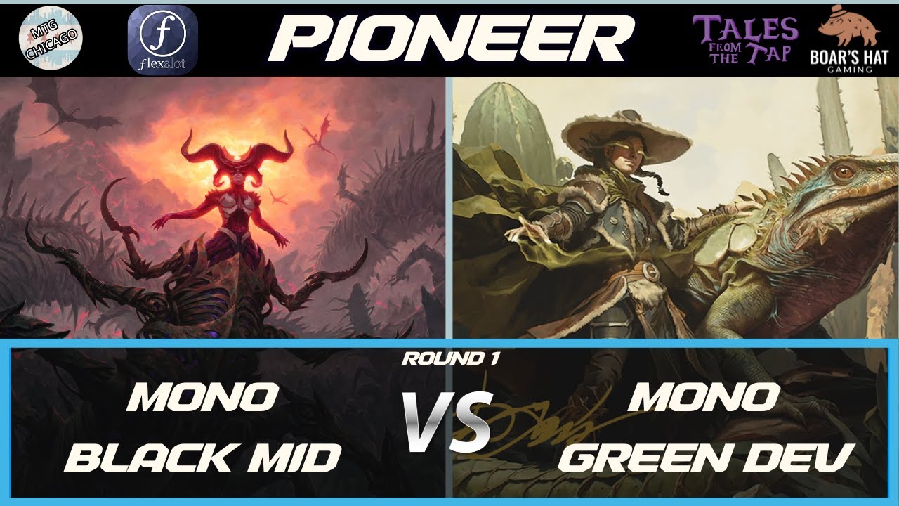 Моно-черная колода Midrange против моно-зеленой колоды Devotion [MTG Pioneer, раунд 1]