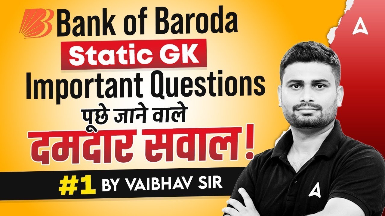 Bank Of Baroda Classes 2025 | BOB Office Assistant Static GK Important Questions #1 | Vaibhav Sir