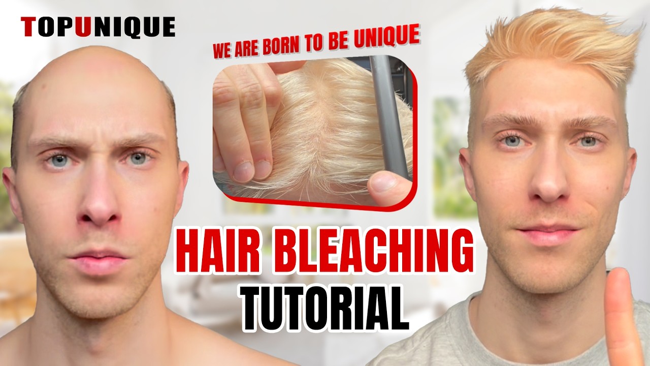 Bald to Blonde: Perfect Toupee Match with Scalp Bleaching Tutorial TopUniqueHair Application&Review