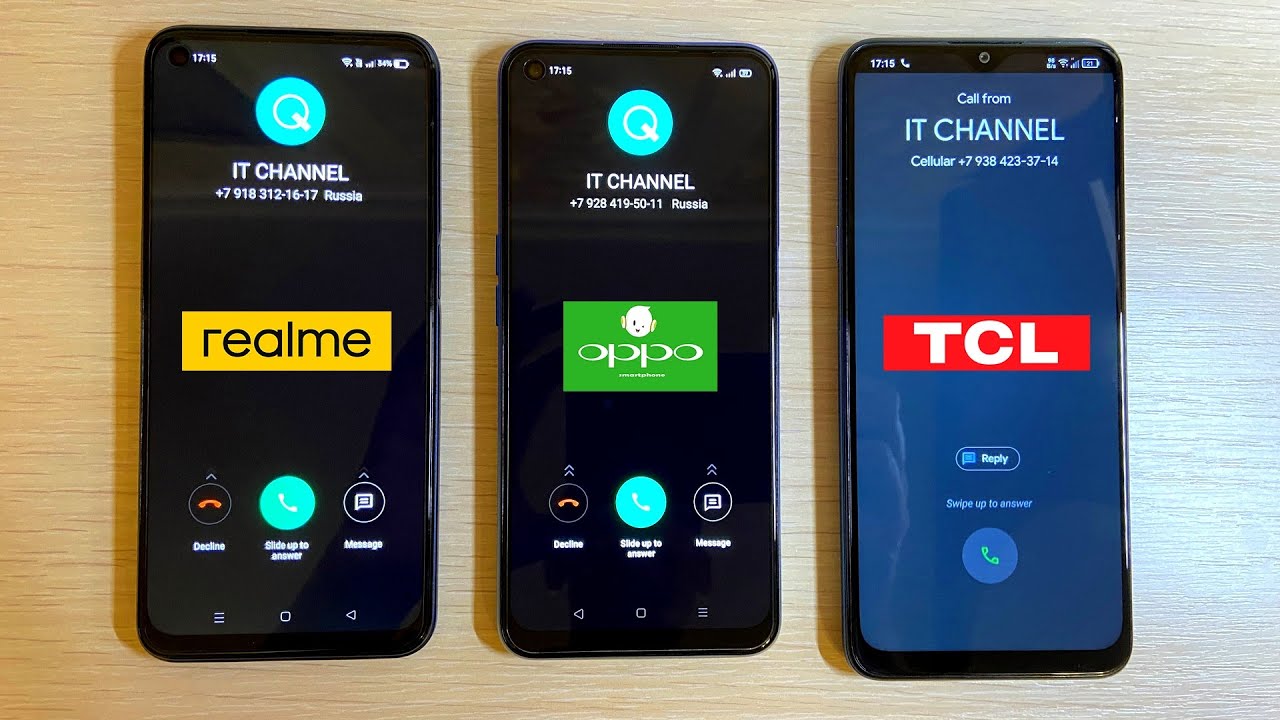 Realme vs Oppo vs TCL Incoming Call