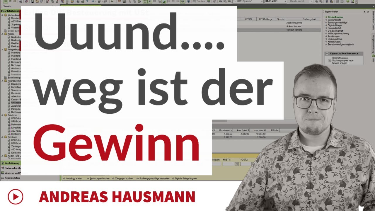 Uuund weg ist der Gewinn - So Differenzbesteuerung buchen in DATEV Rechnungswesen