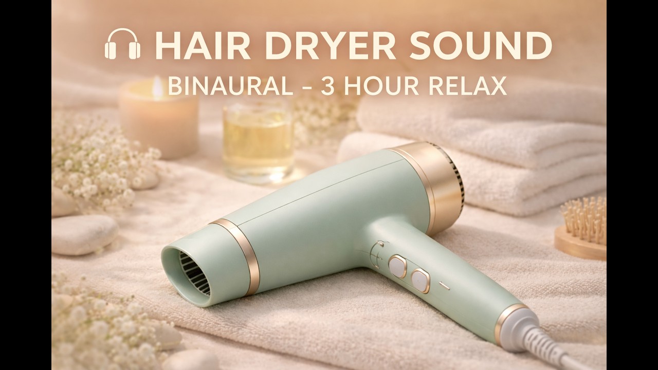 INSTANT SLEEP 😴 3-Hour Binaural Hair Dryer (360° Immersive White Noise)
