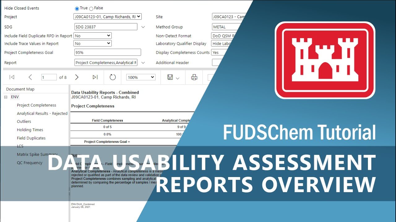 Data Usability Assessment Reports Overview - FUDSChem