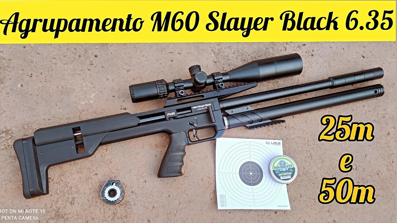 AGRUPAMENTO PCP M60 SLAYER BLACK DA ARTEMIS CAL. 6.35 CRONOGRAFAGEM E AGRUPAMENTO 25 E 50M