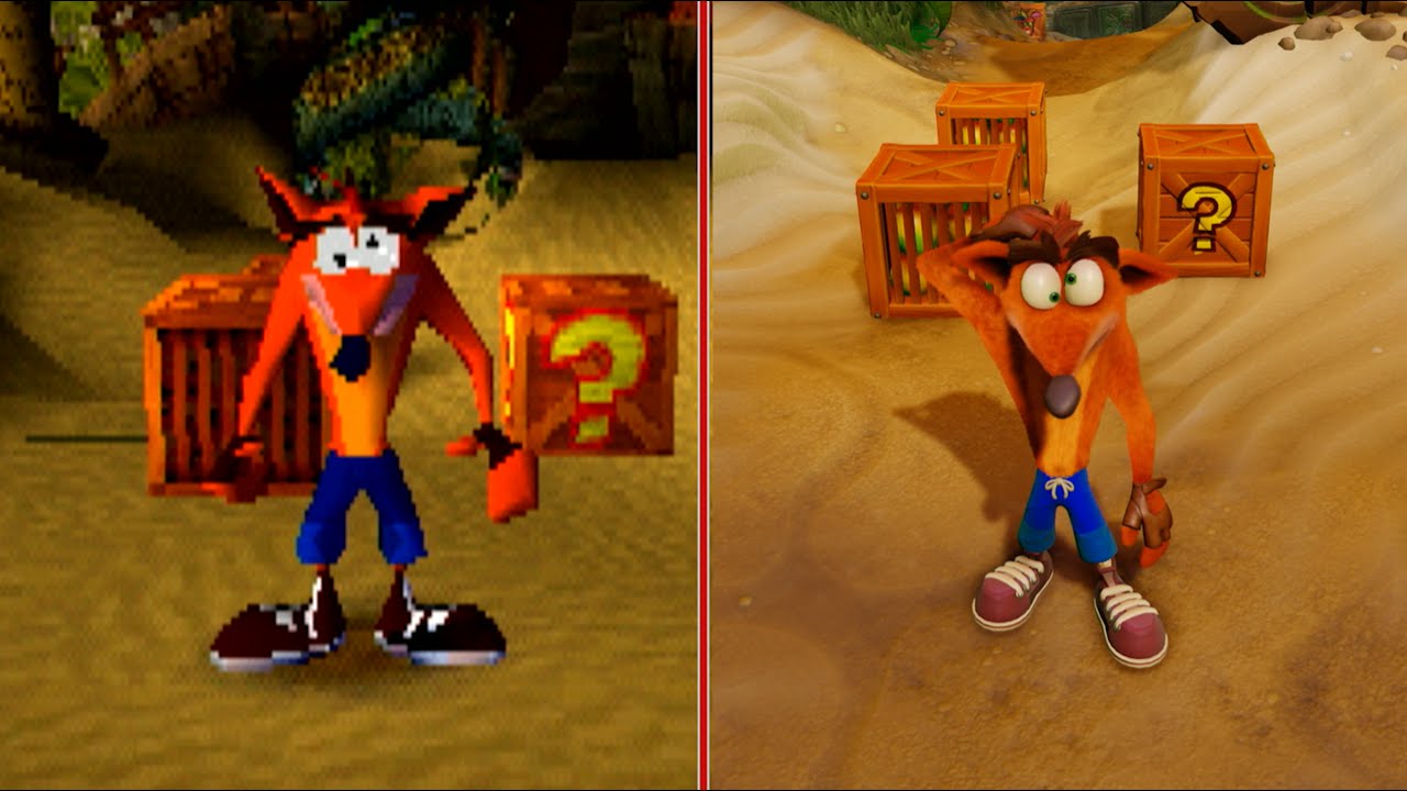 Crash Bandicoot Graphics Comparison: PS1 vs. PS4 Pro