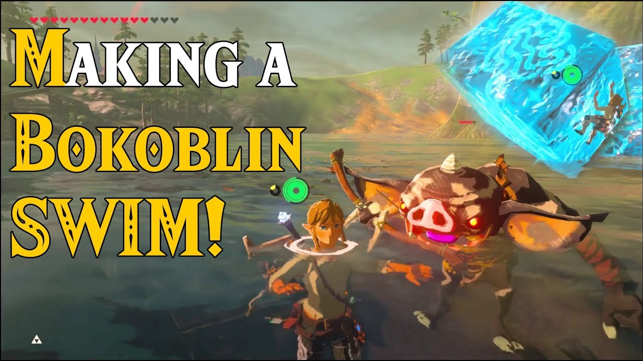 Making a Bokoblin SWIM in Water! GLITCHED 4D Cryonis in Zelda Breath of the Wild