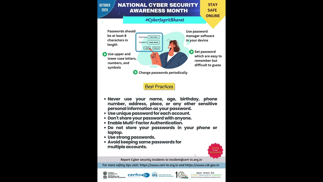 CERT-In is observing October 2025 as National Cyber Security Awareness Month (NCSAM) 2025