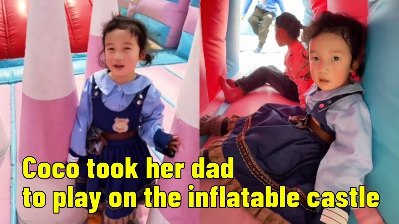 Coco Took Her Dad To Play On The Inflatable Castle, It Was So Much Fun!