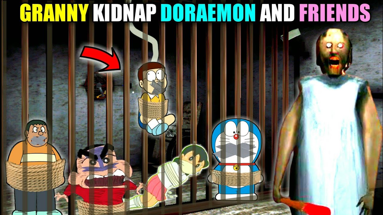 GRANNY kidnap Doraemon Nobita Gian Shinchan And Friends || Granny Door Escape || Doraemon Vs Granny