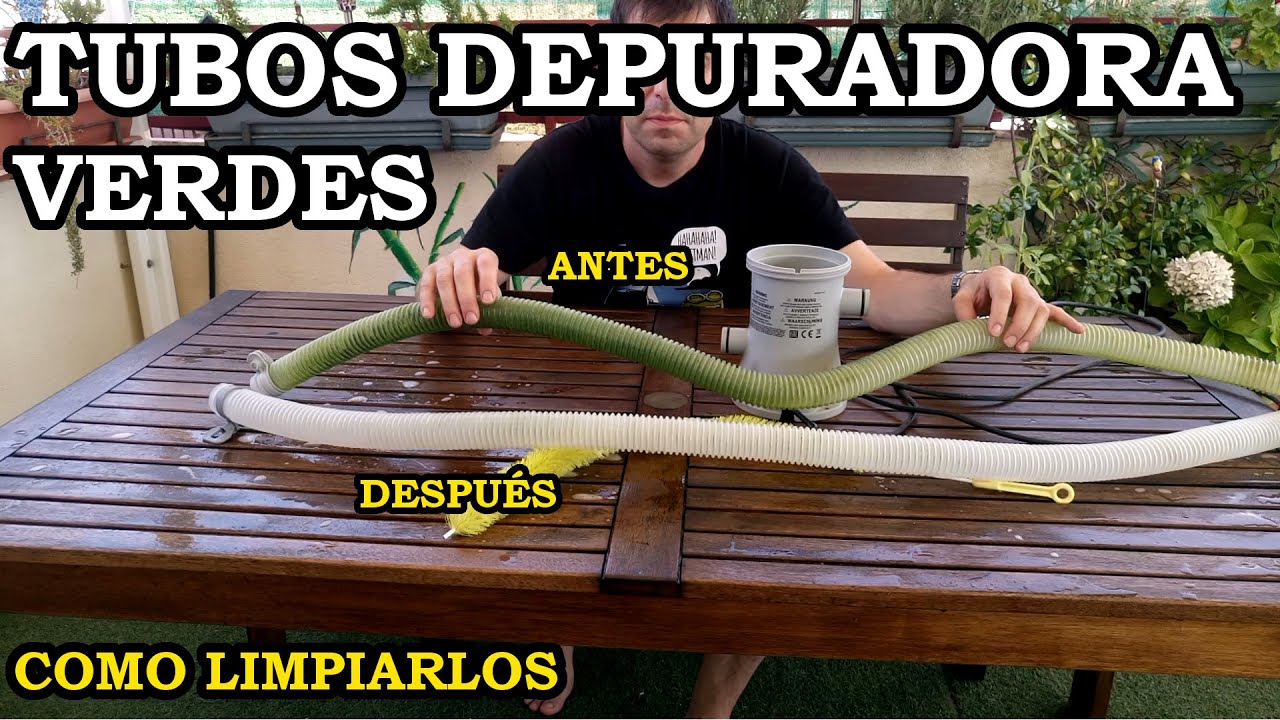 Limpiar el Interior de Tubos Verdes de Depuradora de Piscina Infantil. 226
