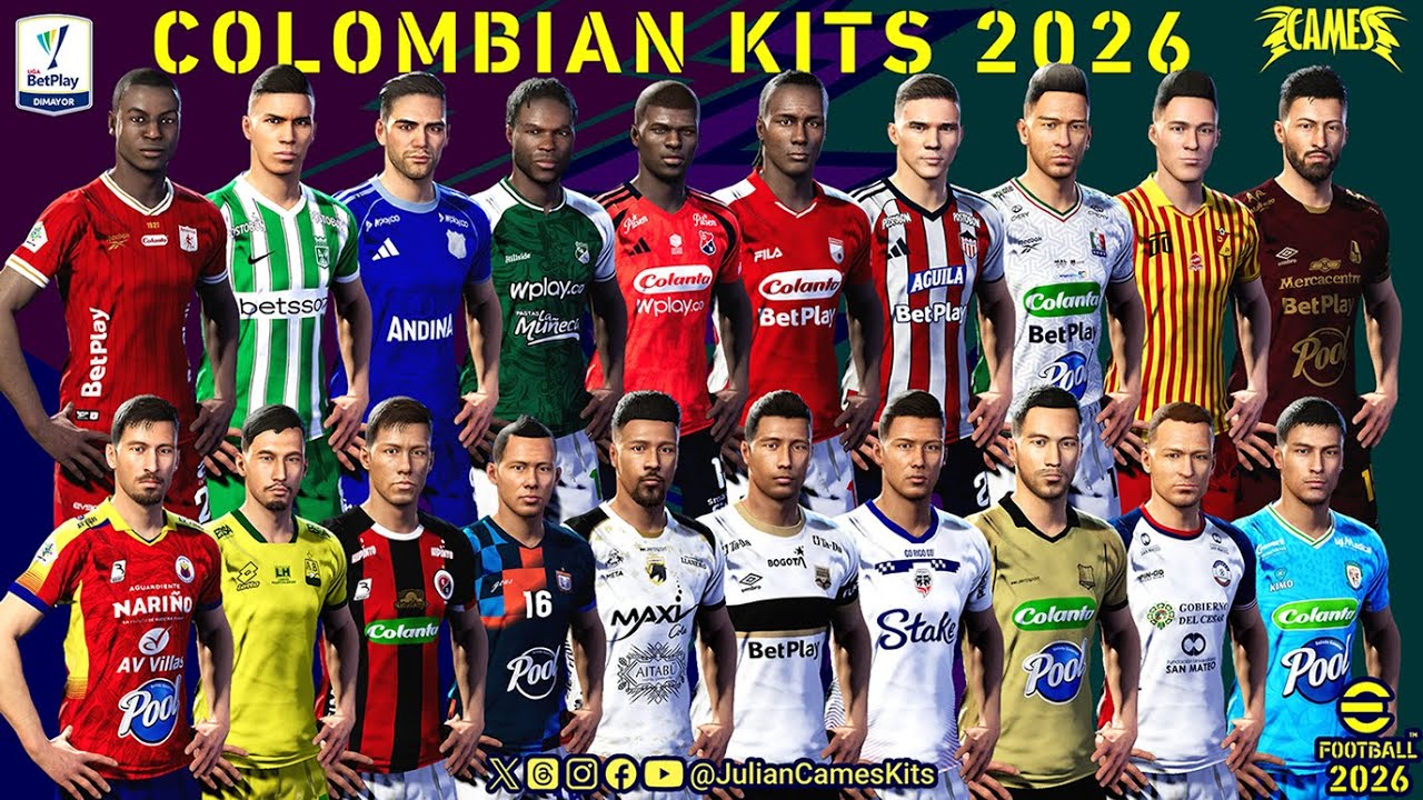 eFootball 2026 - Kits de equipos colombianos 2026 (preliminar) - Julián Cames Patch V5.2.2