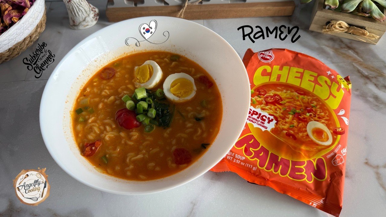 My Way of Making Spicy Cheddar Soup Ramen 👩‍🍳 طريقتي الخاصة لرامن شوربة الشيدر الحارة 🍜