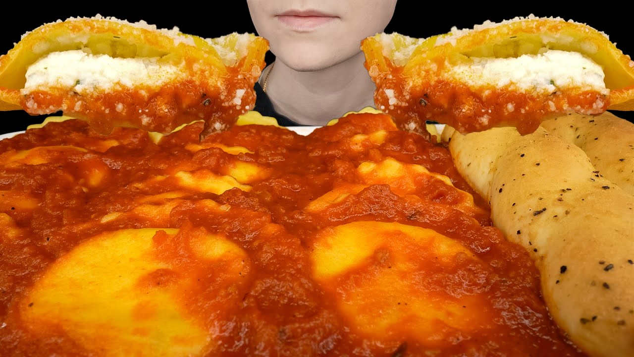 ASMR Cheese Ravioli & Cheesy Breadsticks [Soft Eating Sounds]