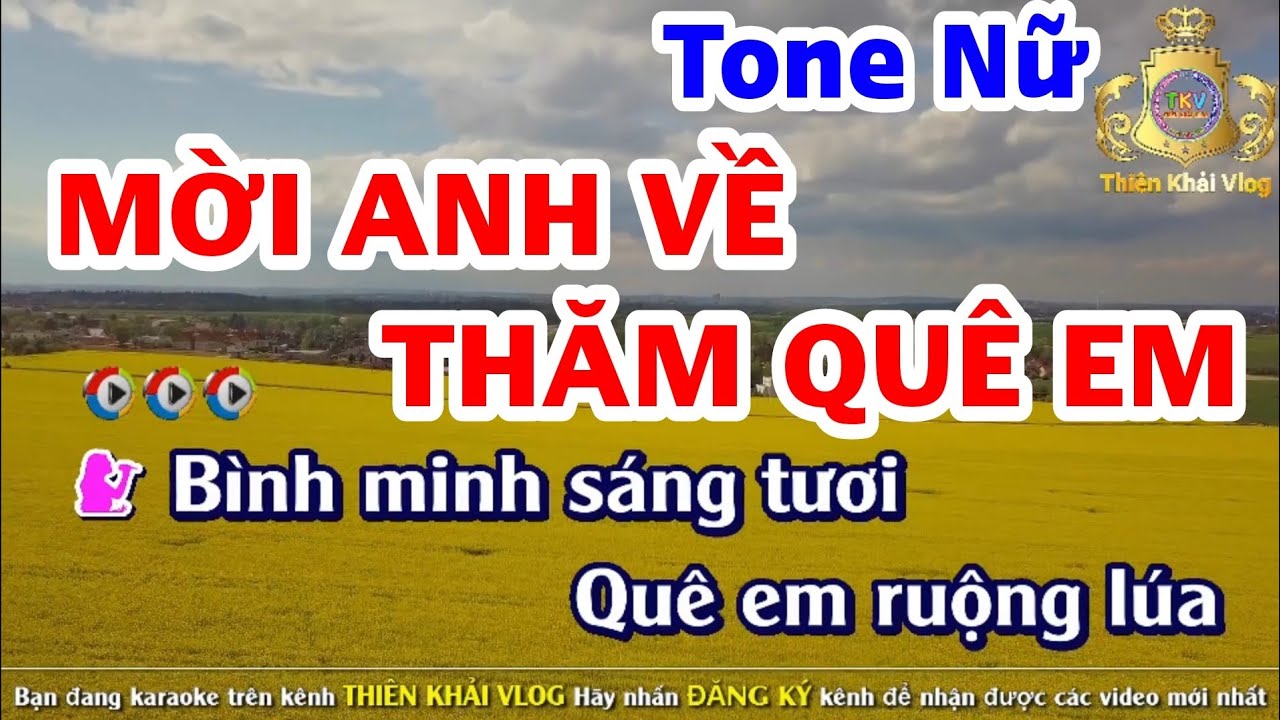 Mời Anh Về Thăm Quê Em karaoke Tone Nữ | Dũng Trương