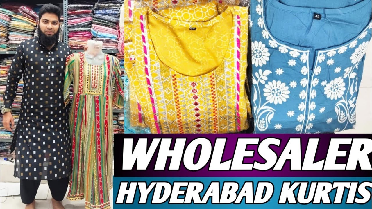 Latest designer kurtis wholesale market in Hyderabad // big size kurtis plazo set