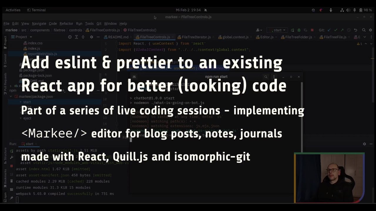 Add eslint & prettier to an existing React app for better (looking) code