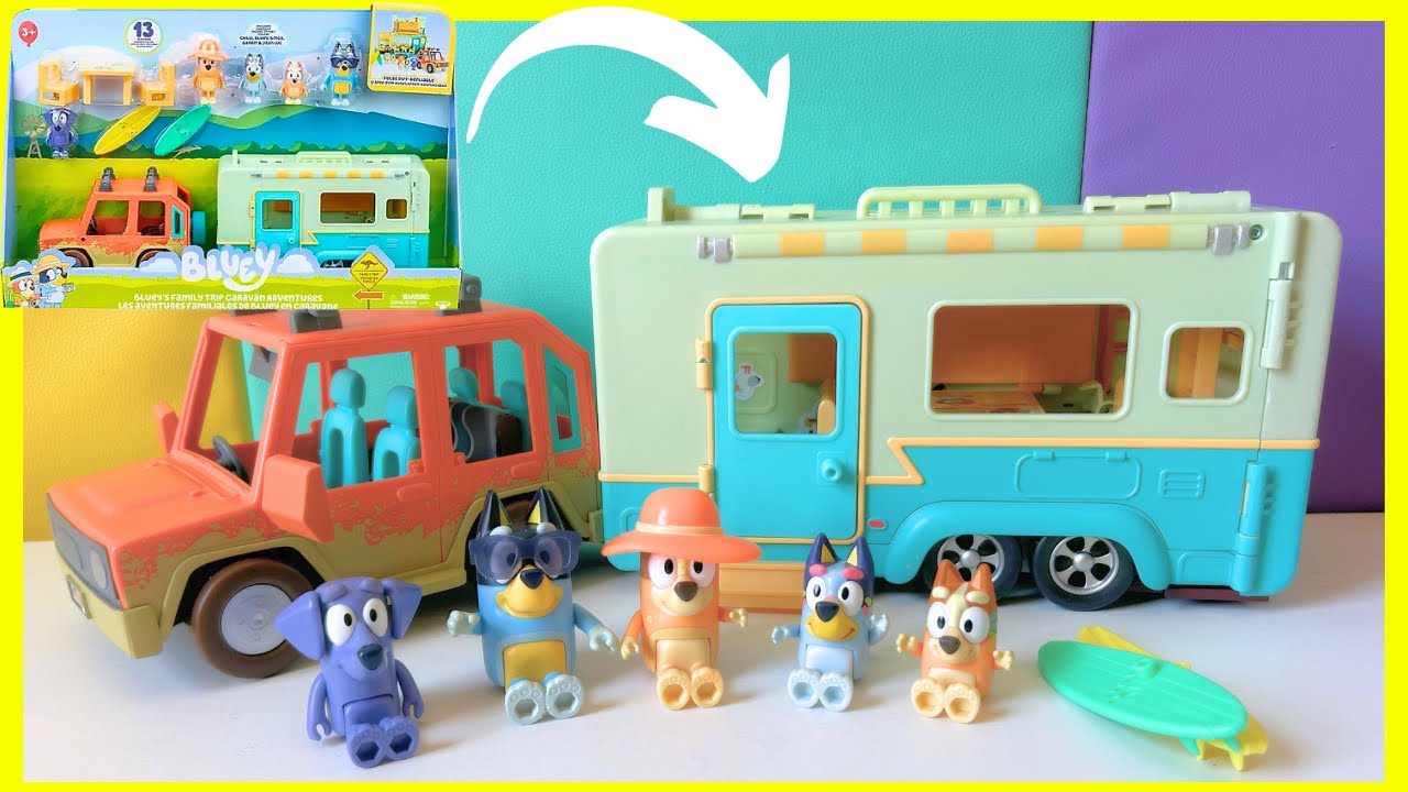 BLUEY Toys! New Camper! Unboxing Bluey Family Trip Caravan Adventures Playset #blueytoys #bluey