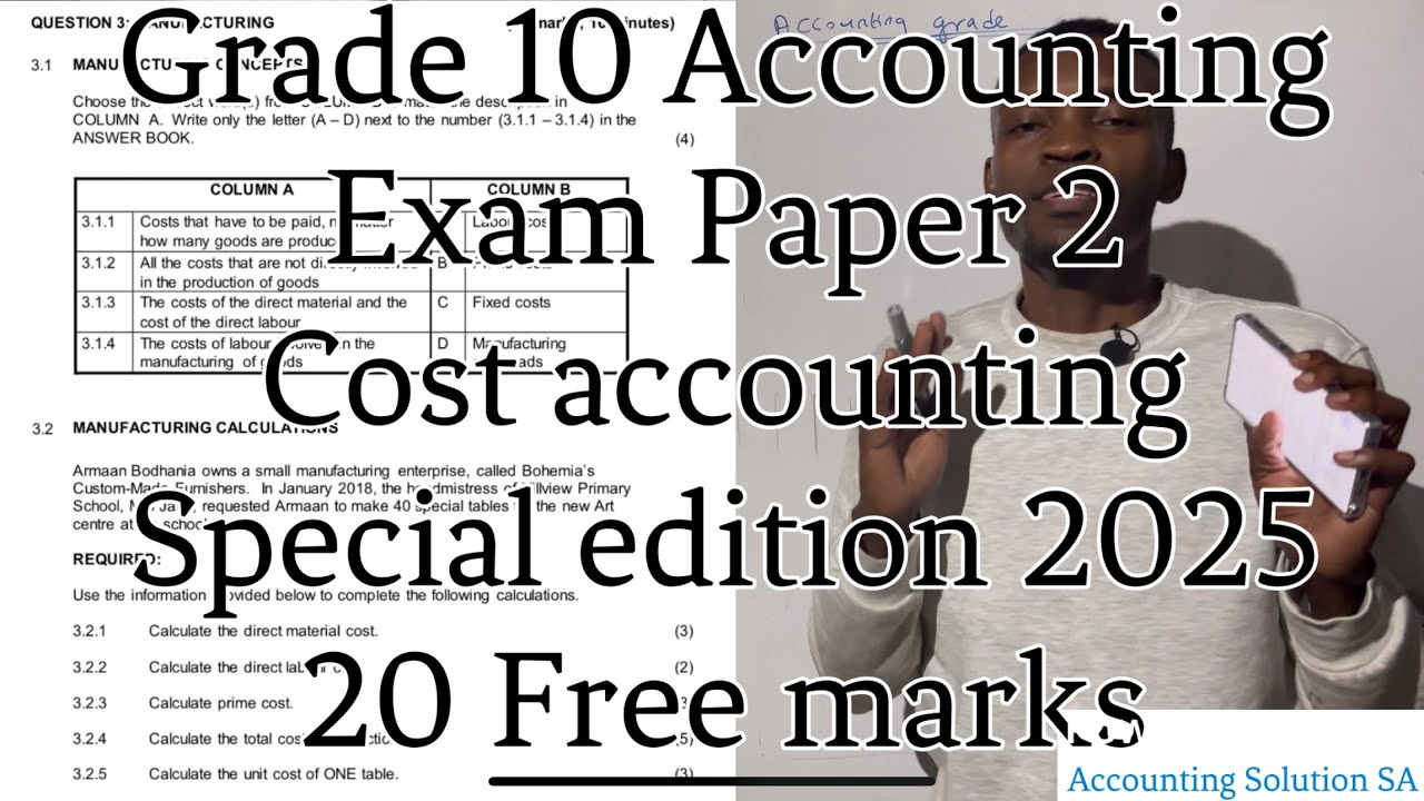 Grade 10 Accounting Term 4 | Final Exam Paper 2 Cost accounting 